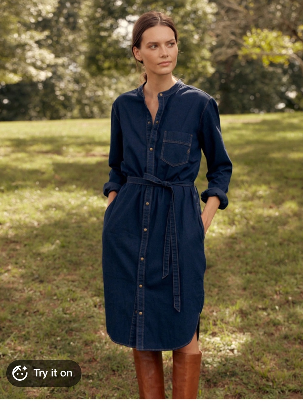 Billy Reid Shoals Denim Shirttail Dress in Denim